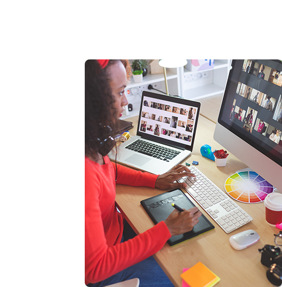 woman working on graphics design