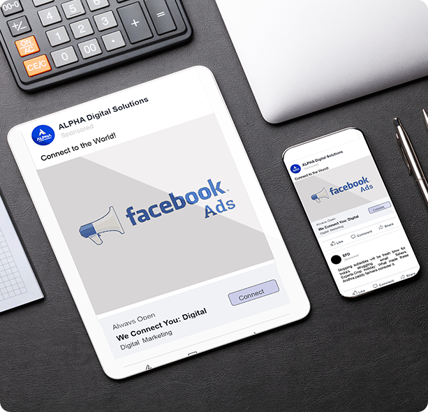 Turned on Tablet Showing Paid Facebook ads services in Addis Ababa